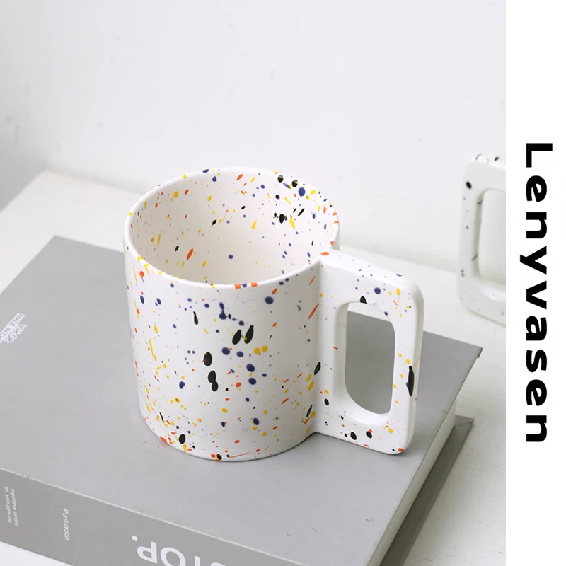 Lenyvasen creative ceramic coffee mug splash ins mug minimalist home office drinking cup teacup