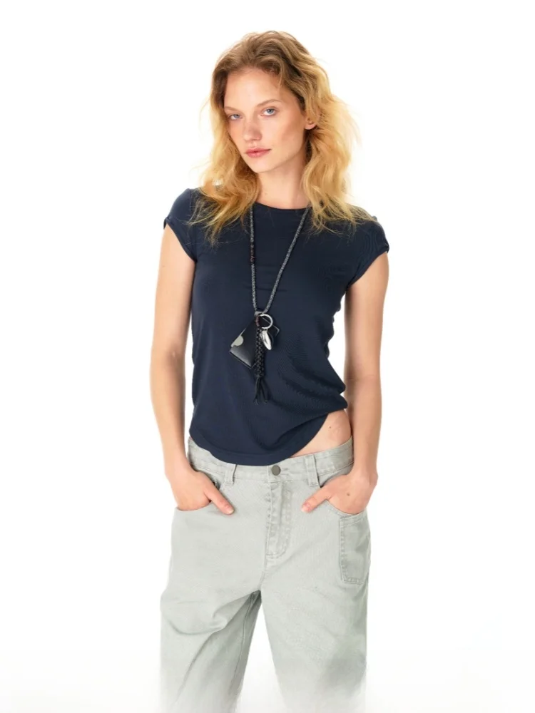 

Slim Fit Elastic T-Shirt round Neck Short Sleeve Moisture Wicking Summer Commute Style Color Ladies Fashion T-Shirt