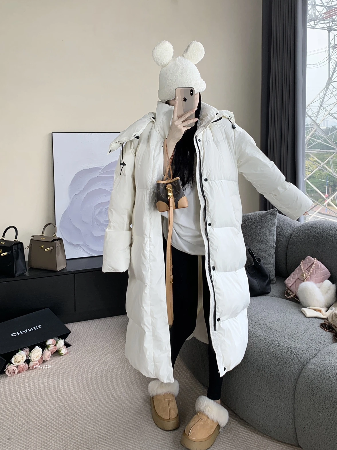 

Утепленное пуховое пальто-пуховик с капюшоном Golden Girl, длинное, до колен, белое, оверсайз, для повседневной носки, с наполнителем из перьев