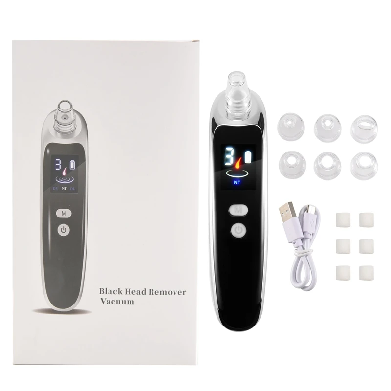 N98R Face Nose Acne Black Dot Pimple Blackhead Remover Electric Blackhead Vacuum Cleaner Pore Skin Care Tools Machine With 6 Hea