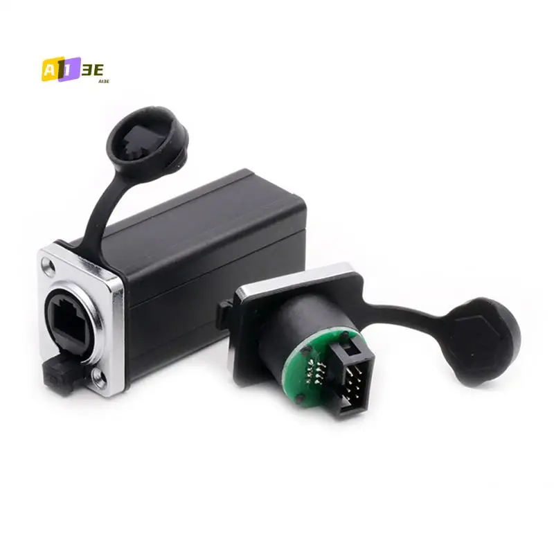 

A13E-Waterproof RJ45 8P8C Ethernet Connector Female To Female Jack Network Straight Couplers Panel Mount Sockets Adapter