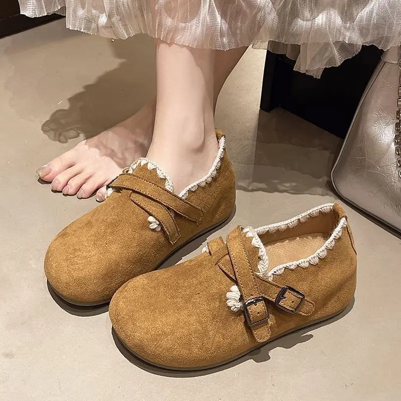 

Women's Thick Bottom Inner Increased Shoes 2026 New Spring Autumn Women Belt Buckle Shoes Fashion Retro Female Casual Shoes