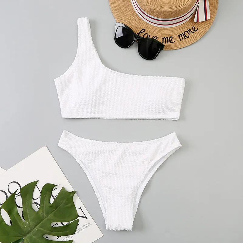 White Micro Bikini 2024 Brazilian Biquini One Shoulder Thong Swimsuit Women High Cut Bathing Suit Swimwear Female Summer Beach