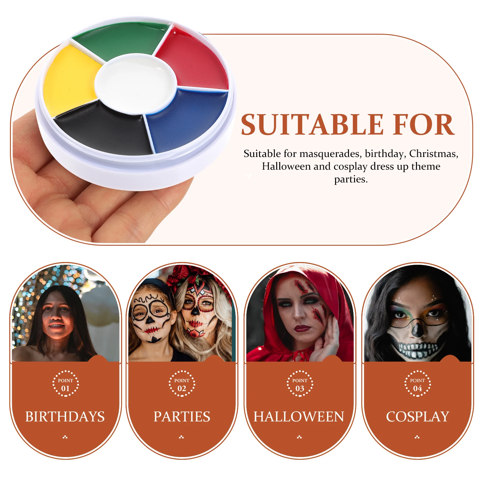 

2 Pcs Face Body Paints Washable Kids Halloween Decor Oil -soluble Pigment Fast Dry Safe Skin Gentle Realistic Wound