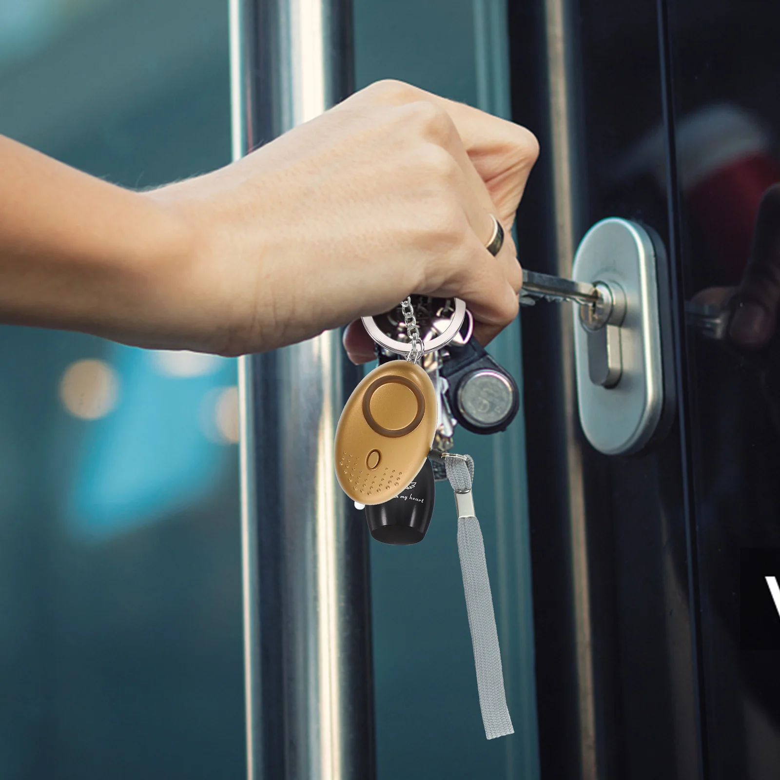 10 stuks persoonlijk beveiligingsalarm sleutelhanger noodveiligheidsalarm met LED-licht voor wandelen kamperen buiten veiligheid