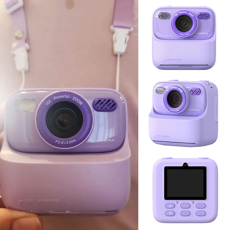 كاميرا أطفال فورية 1080P HD عدسة مزدوجة كاميرا رقمية لصور السيلفي للفتيات والأولاد هدايا عيد الميلاد ألعاب مع طباعة ورق 32G #4