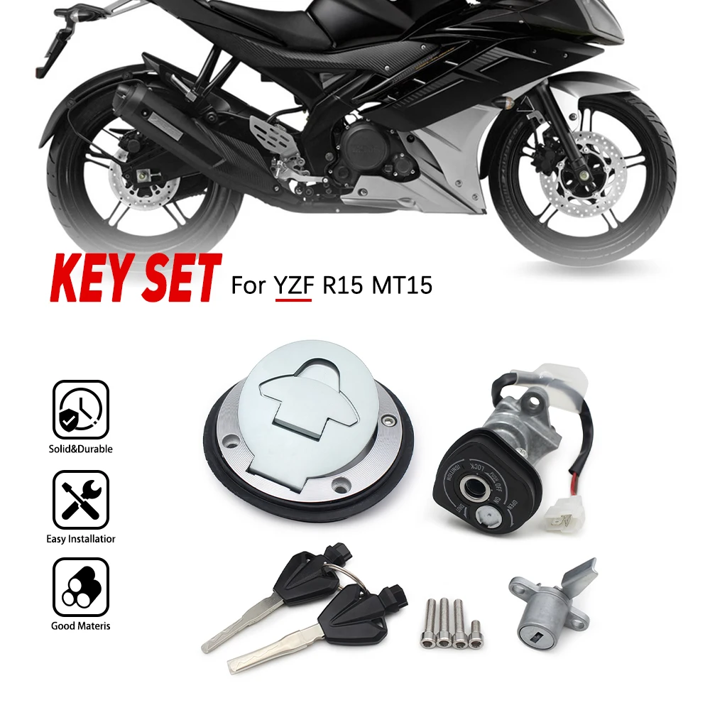 1 conjunto de interruptor chave ignição da motocicleta bloqueio assento tanque combustível tampa gás conjunto kits para yamaha r15 mt15 RY-0117
