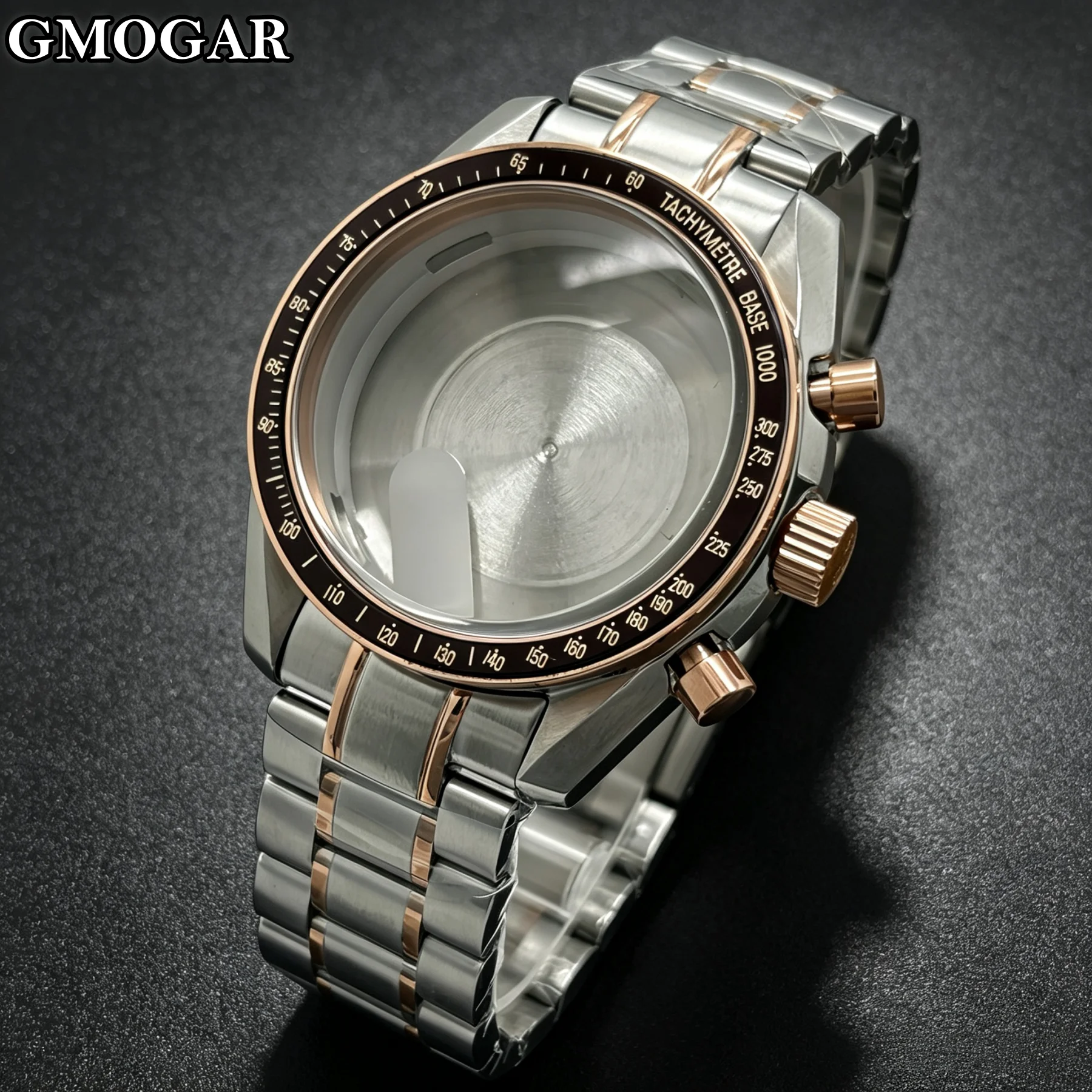 Multifunctional Silver Rosegold 39.6mm Watch Case with Bezel Suitable for VK63A Quartz Movement Watch Parts Fits 20mm Strap Case