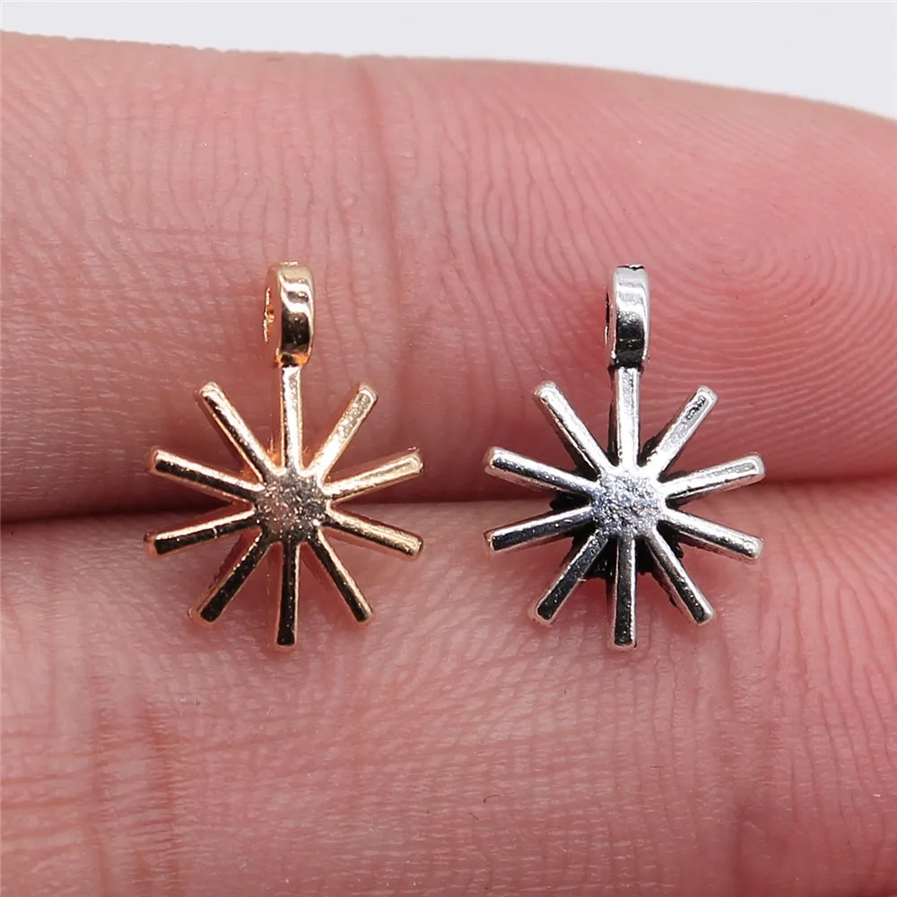 WYSIWYG 20pcs 10x13mm 2 Colors Antique Silver Color KC Gold Color Snowflake Charms For DIY Jewelry Making