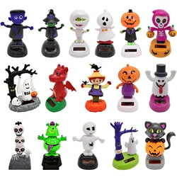 Venda quente halloween solar criativo balançando cabeça boneca carro ornamentos dos desenhos animados presentes para crianças