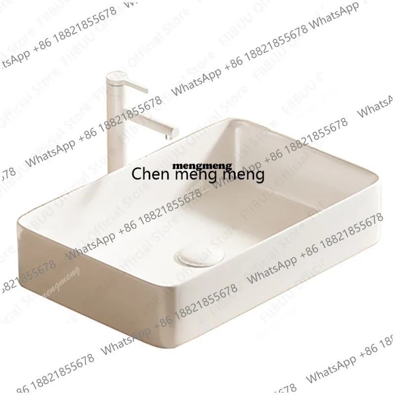 Rectangular White Ceramic Vessel Sink Bathroom Table Sink For Home Apartment Balcony Lavatory Vanity Sink Countertop Wash Basin