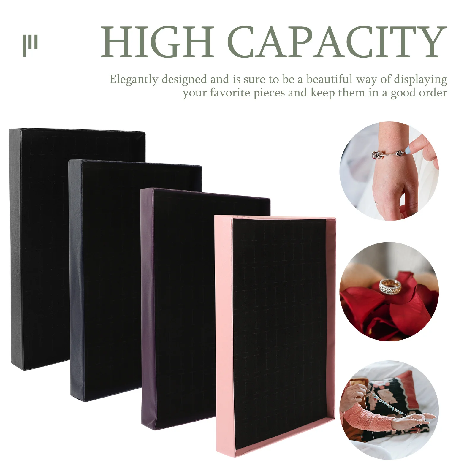 

4pcs Cotton Pad Trays Jewelry Display Ring Organizer For Home Store Use Sponge Insert Holder Earring Pin Stand Case