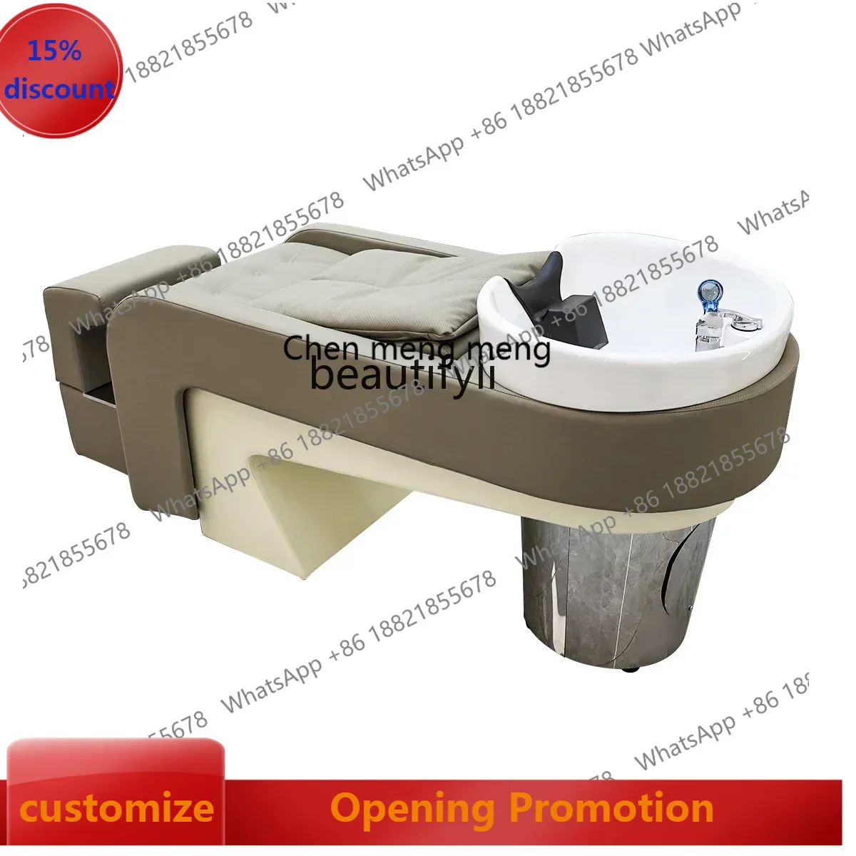 

ss7486 new styleHigh-End Ceramic Basin Shampoo Chair Barber Shop Sitting Half Lying Salon Stainless Steel Flushing Bed