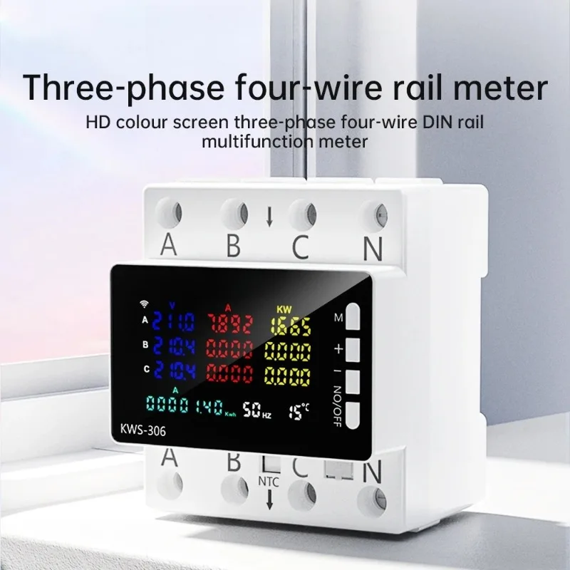 For Tuya WIFI Intelligent 3-Phase 4-Wire DIN-Rail Multifunction Voltage Current Power Meter For Mobile APP Remote Control