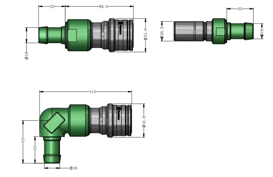 Liquid cooled aluminum alloy flat quick coupler SPT10/SPT12 Universal staubli Male/Female SPT12 external thread M30*2 SPT10-G1/2