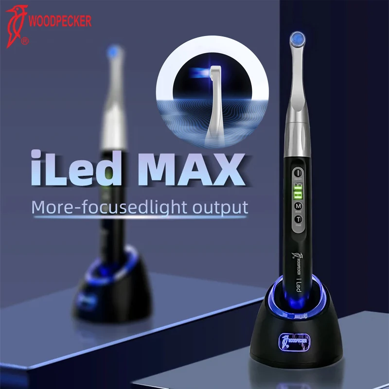 Lampe de photopolymérisation dentaire Woodpecker iLED Max LED, sans fil, haute concentration, 1 seconde