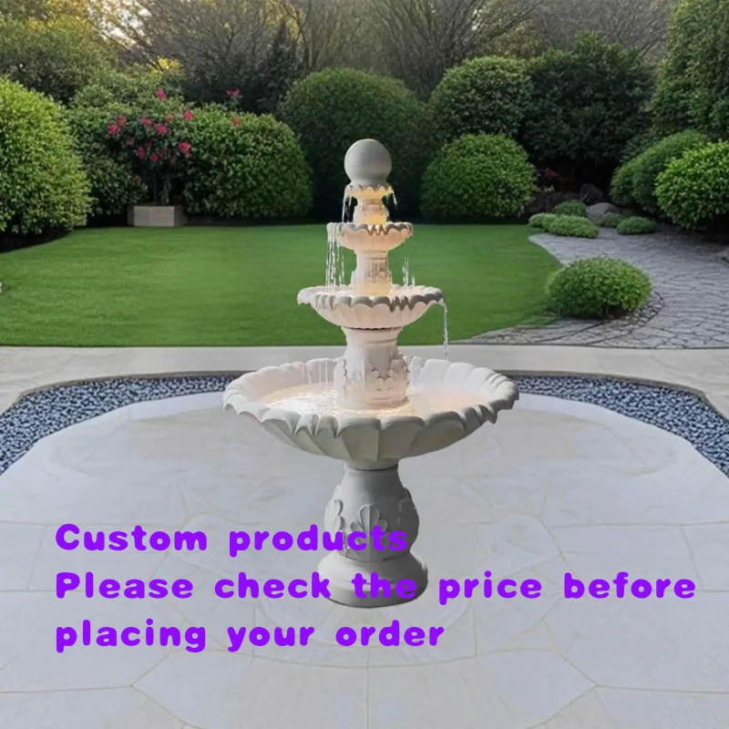 custom.5.6feet cascade3Ivory-colored mid-modern garden fountain outdoor and indoor use, spa fountain with luminous s
