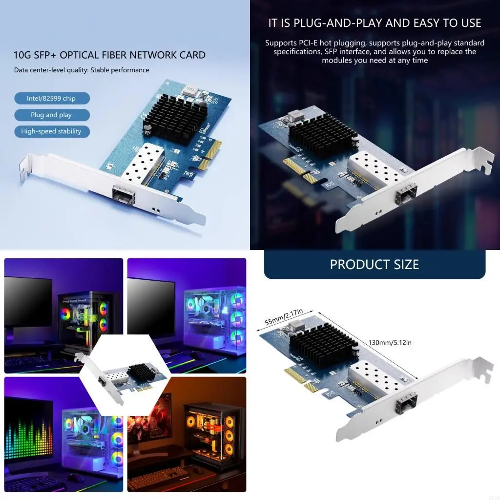 4x7e PCIe 4x 10Gbps Ethernet Card Single SFPS -poort voor database virtualisatie -applicaties