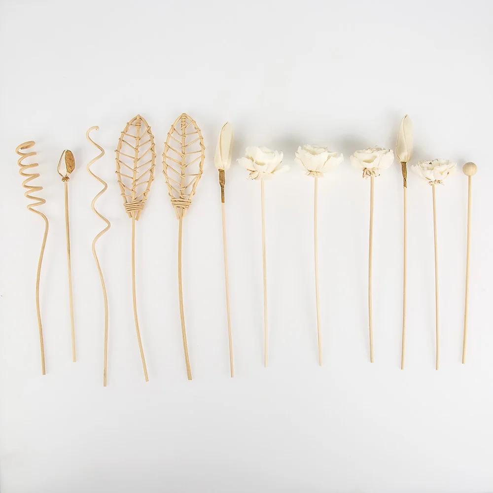 12PCS Lotus Flower Rattan Sticks Fireless Fragrances Reed Diffuser Stick Reed Diffuser Replacement DIY Handmade Home Decor