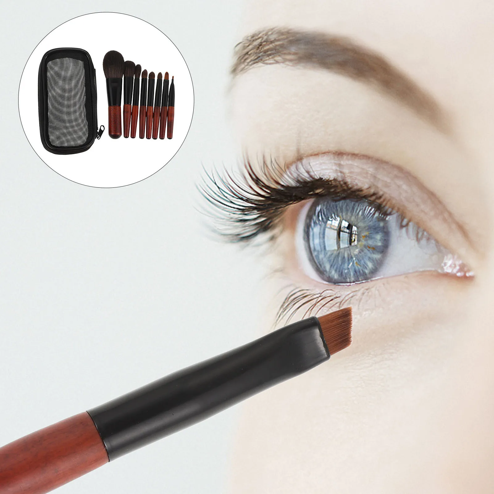 

1Set Cosmetics Brush Set Lightweight Travel Makeup Tools Metal Handle Soft Bristles Natural Finish Face Eye Shadow Application