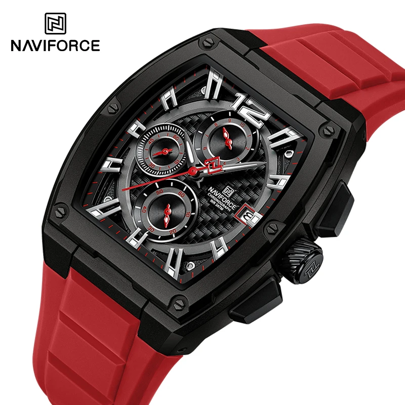 NAVIFORCE Original Classic Watches for Men Fashion Silicone Band Quartz Auto Date Display Wristwatch Male Sport Waterproof Clock