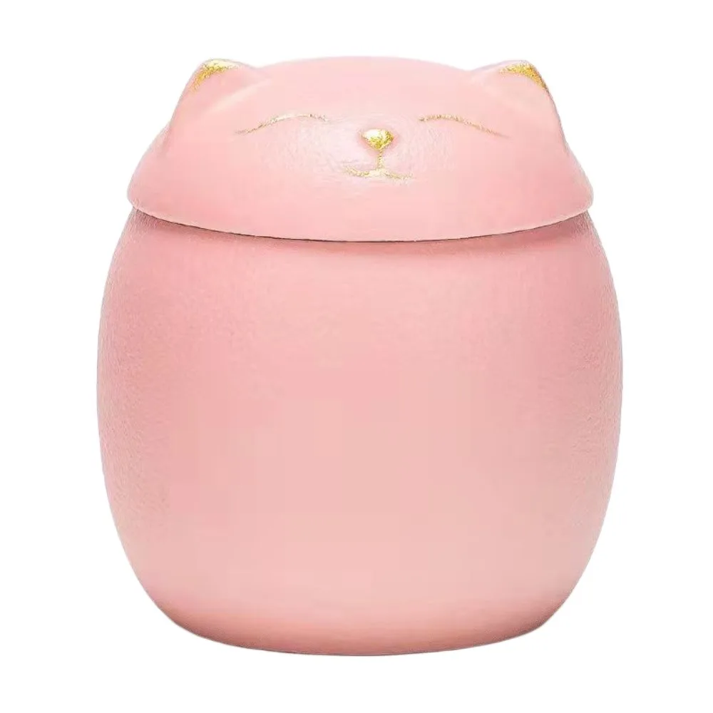 ペット用セラミック葬儀壺 かわいい犬/猫の形をした犬猫火葬壺 記念品 密封された壺 記念品ボックス