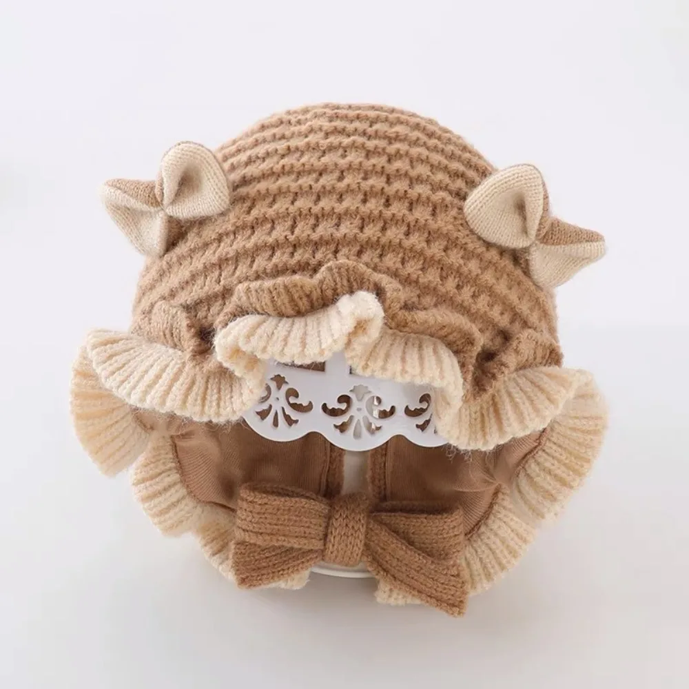 

New Cute Warm Hats Solid Color Autumn Winter Hemming Caps Knitted Windproof Ear Protection Hats