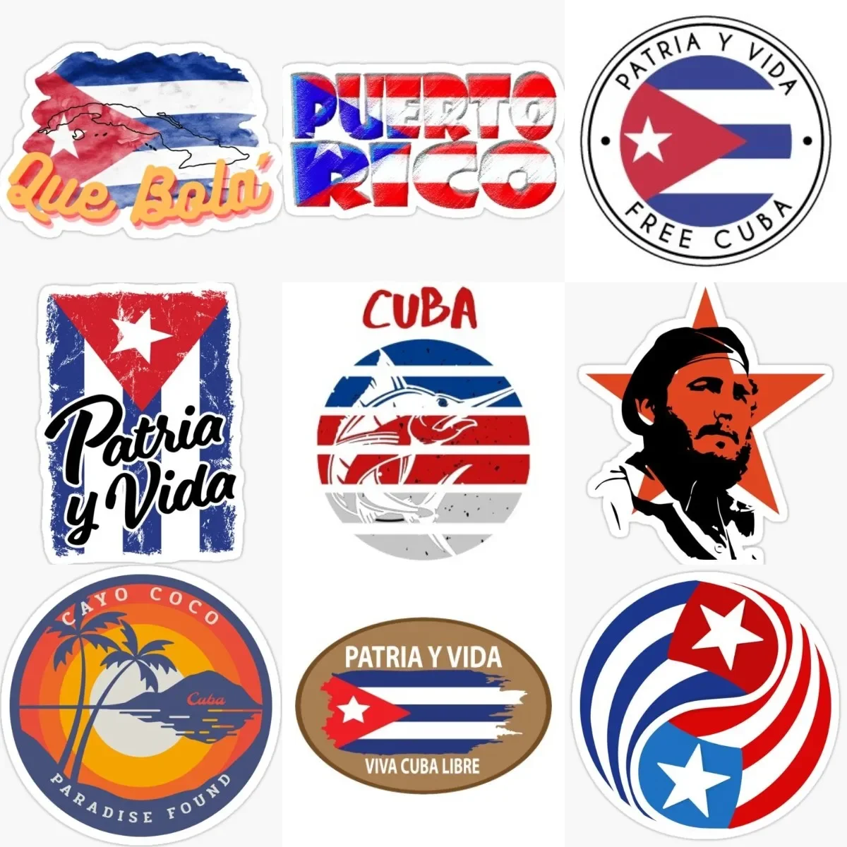 Cuba Flag Badge Waterproof PVC Sticker for Covered Scratch Decorate Wall Room Truck Motorcycle Helmet Table Car Van Bicycle