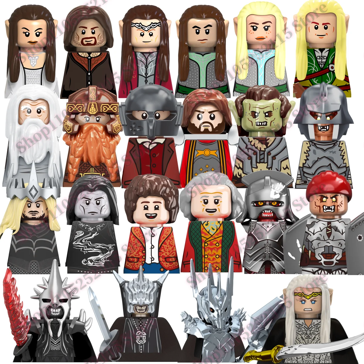 El Señor de los Anillos juguete de bloques de construcción Sauron Goblin Gandalf Uruk-hai niños MINI juguetes de ladrillos bloques coleccionables regalo