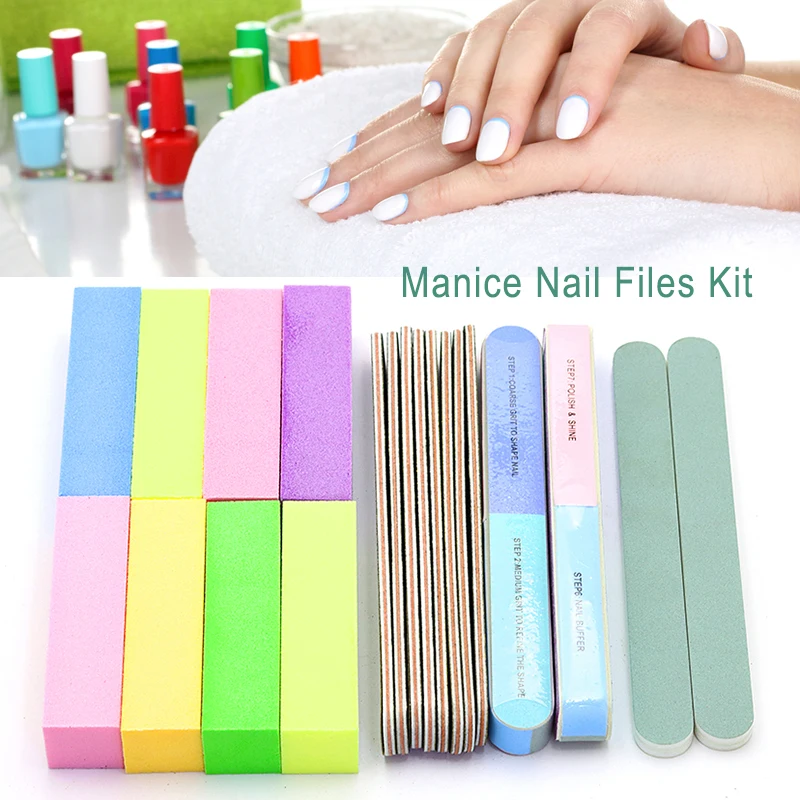 

20 Pcs/Bag Manicure Set Nail Files Double Side 100/180 Grit Polishing Strip Professional Nail Tools Sanding Buffer Sponge Block