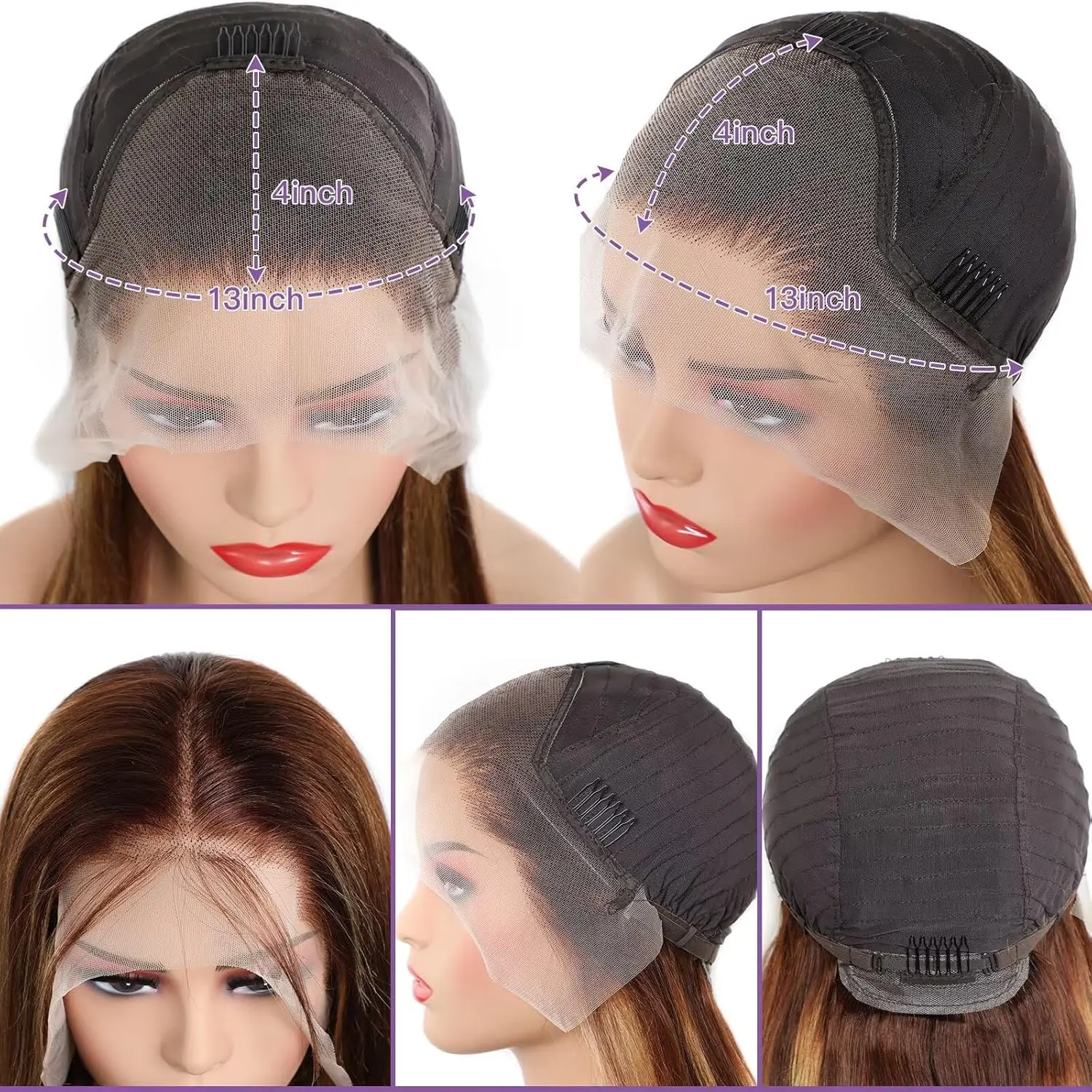 Lemoda منافذ صفقة تسليط الضوء على الجسم موجة خصلات الشعر المستعار الإنسان 13x4 الدانتيل الباروكة الأمامية أومبير 4/27 12A عذراء الشعر المستعار شعري طبيعي