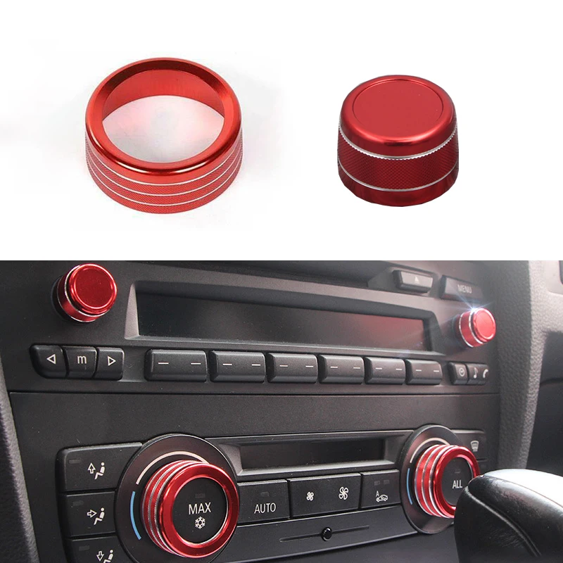 For BMW 3 Series E90 E91 325li Aluminium Alloy Car Air Conditioning Knob Cover Audio Volume Control Button Ring 2009-2012 Silver