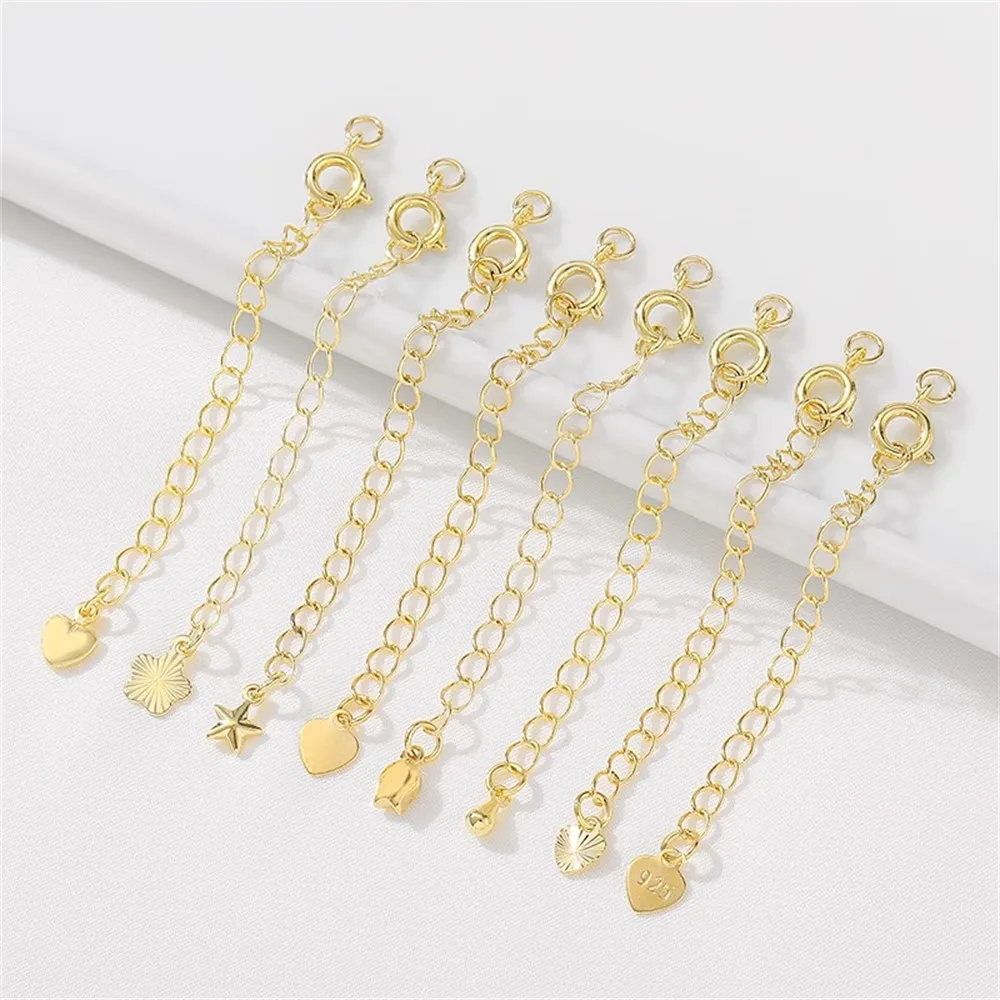 

14K Gold-plated Five-pointed Star Love Drop Tail Chain Diy Handmade Bracelet Necklace Spring Buckle Extension Chain Accessories