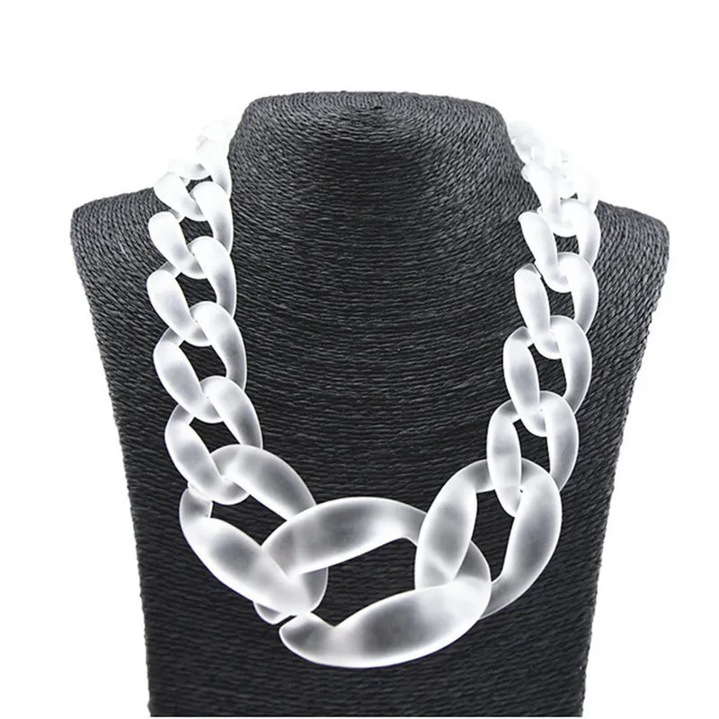 INS Exaggerated Acrylic Twist Oversized Choker Necklace Hip Hop Jewelry for Women Statement Chunky Link Chain Collar Necklace