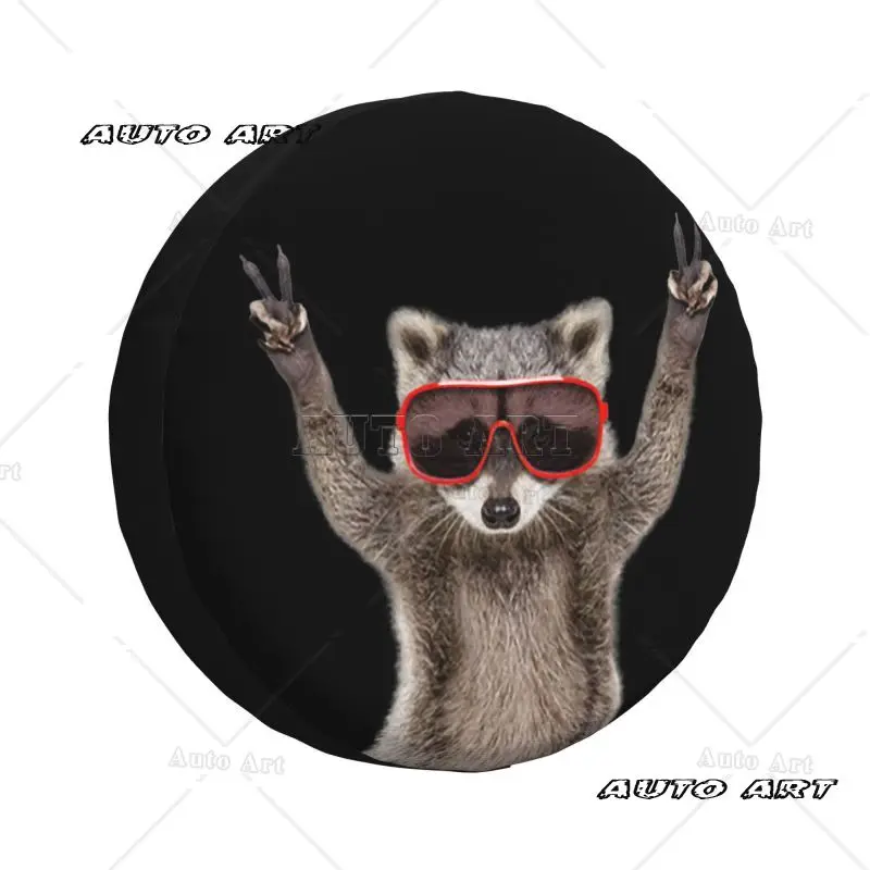 

Custom Funny Raccoon Spare Tire Cover Wheel Protectors Cover for Truck Camping Travel Universal