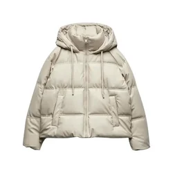 Inverno feminino jaqueta de couro falso puffer 2024 quente plutônio neve com capuz parka feminino casual solto casaco com zíper manga longa