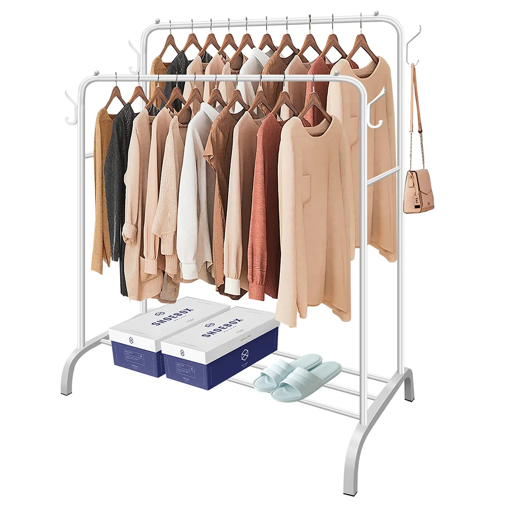 Clothes rack, Clothes Storage Rack For hanging clothes bags, Shoes Rack Storage Shelf,Double Rod Single Tier Hanger