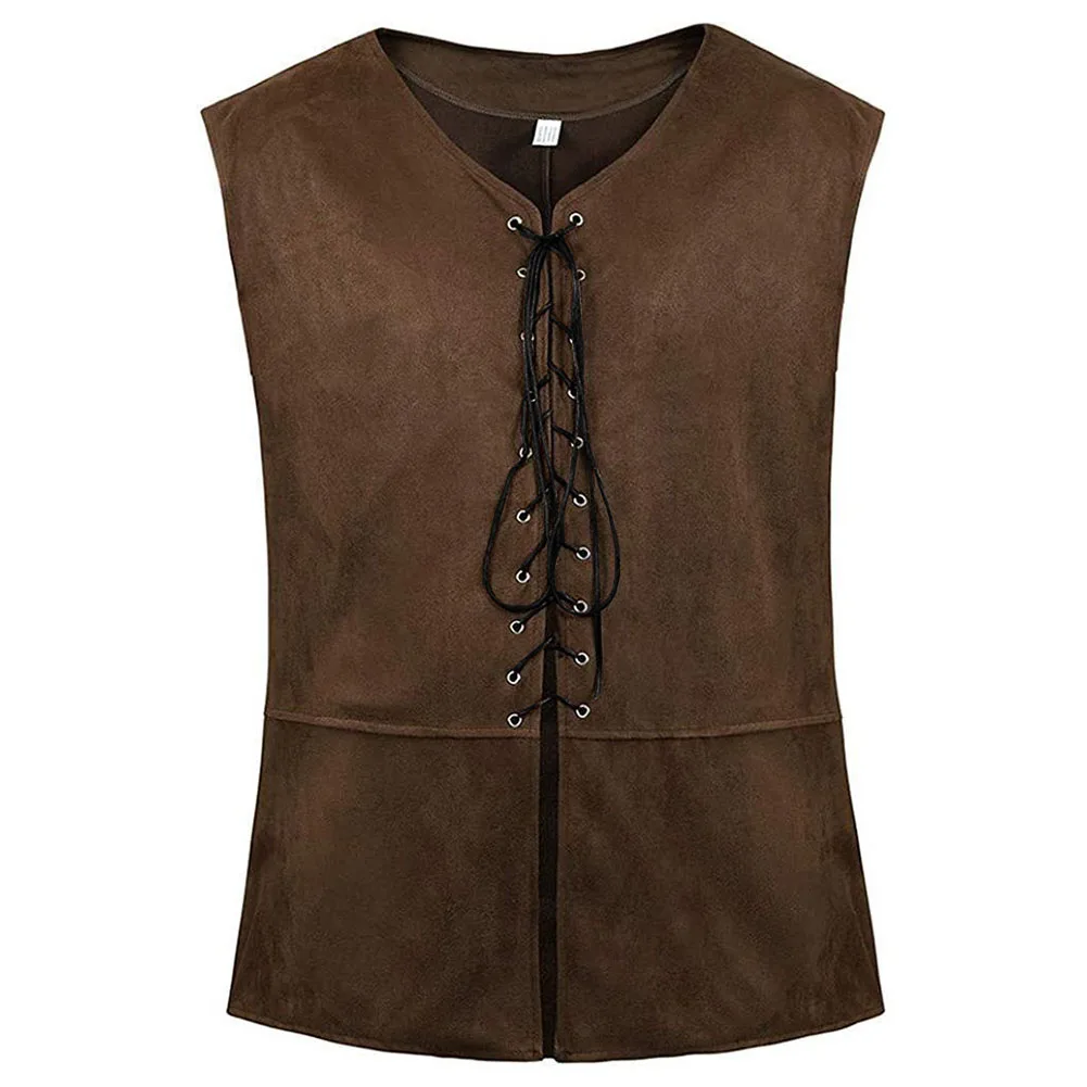 Confortable mode chaud nouveau élégant hommes gilet gilet Steampunk col en V hiver automne Cosplay mode couleur unie