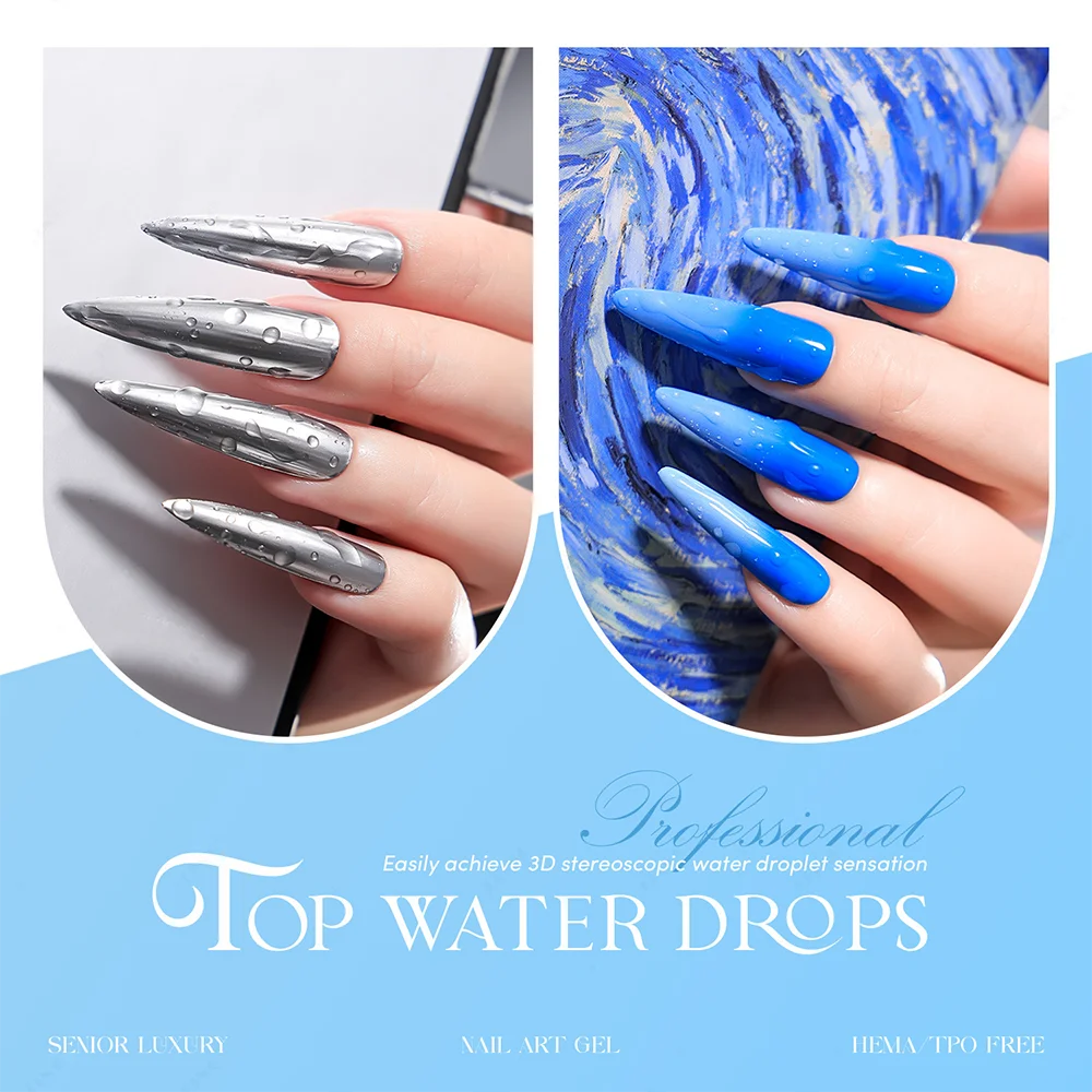 1/2 Stück Neuer Sommer Wassertropfen-Nagel-Top-Coat Gel Klarer Wassertropfen-Effekt Gel-Nagellack DIY Tautropfen-Effekt Maniküre-Lack – Detail 10