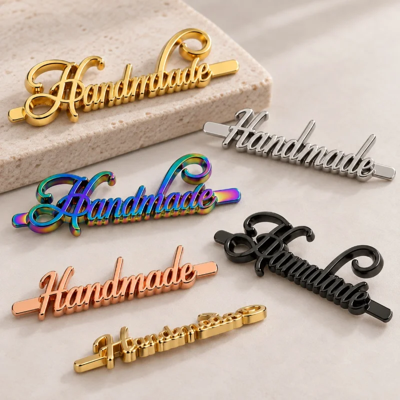 10Pcs 10x50/12x50mm Metal Bag Label Buckle Handbag Nameplate Leather Insert Button Clothing Decorative Tag DIY Craft Accessories