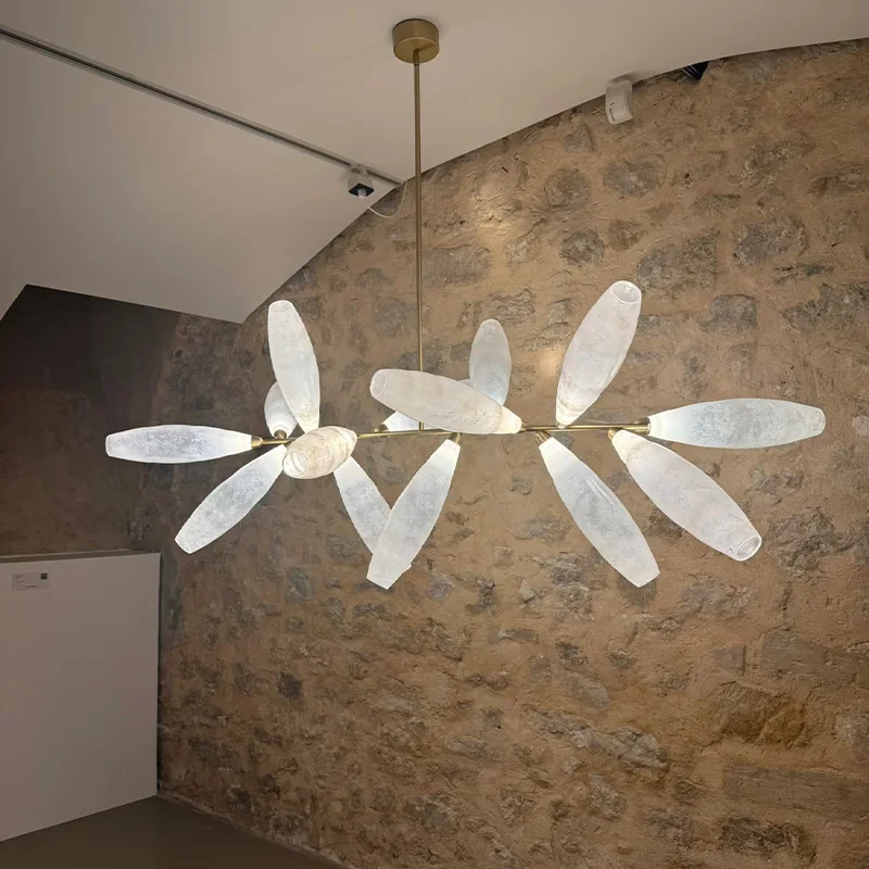 

Designer light living room ceiling marble chandelier, suitable for bar decoration, dimmable, metal lustre