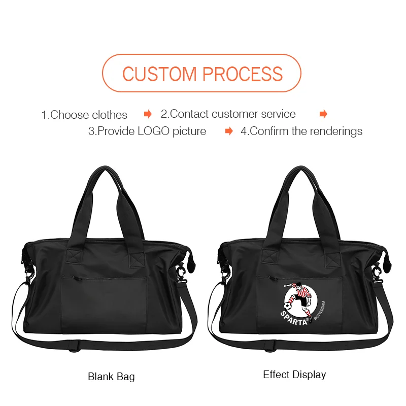 Custom logo Large-Capacity Waterproof Fitness Bag print name Shoulder Luggage Bag Crossbody Bag Short-Distance Travel bag