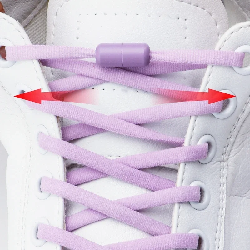 No Tie Elastic Flat Shoelaces Macaron Plastic Capsule Rotating Shoelace Lock Adjustable Stretch Shoe Strings for White Sneakers