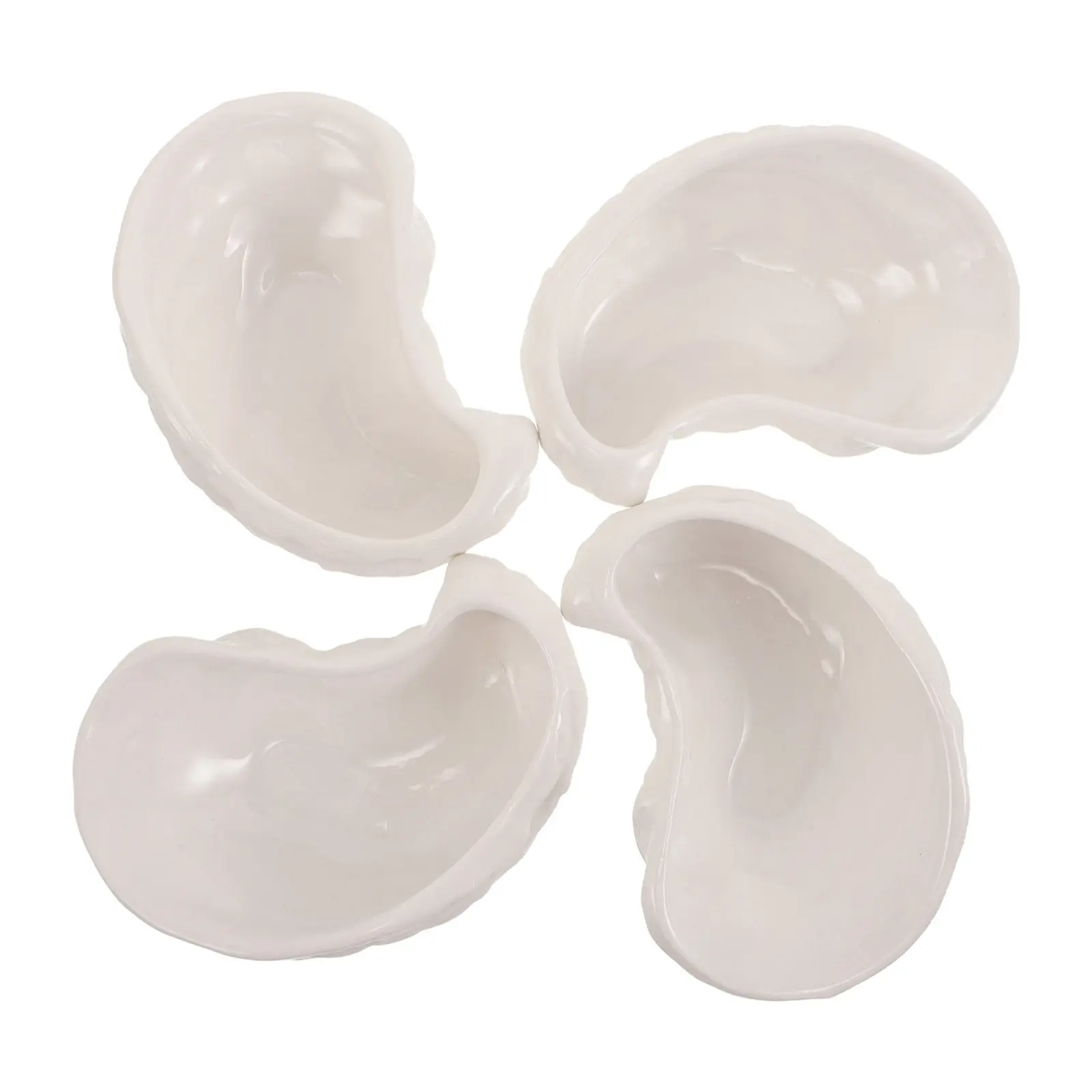 

4Pcs Japanese Style Oyster Plates Ceramic Sushi Serving Platter for Raw Seafood Display Fine Dining Tableware 5.1x3.4 Inch