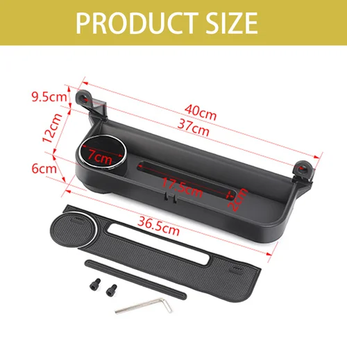 Imagen 2 del producto Caja de almacenamiento con mango lateral para pasajero de coche, organizador de copiloto, portavasos, bandeja expandida para Suzuki Jimny 2019 + accesorios interiores