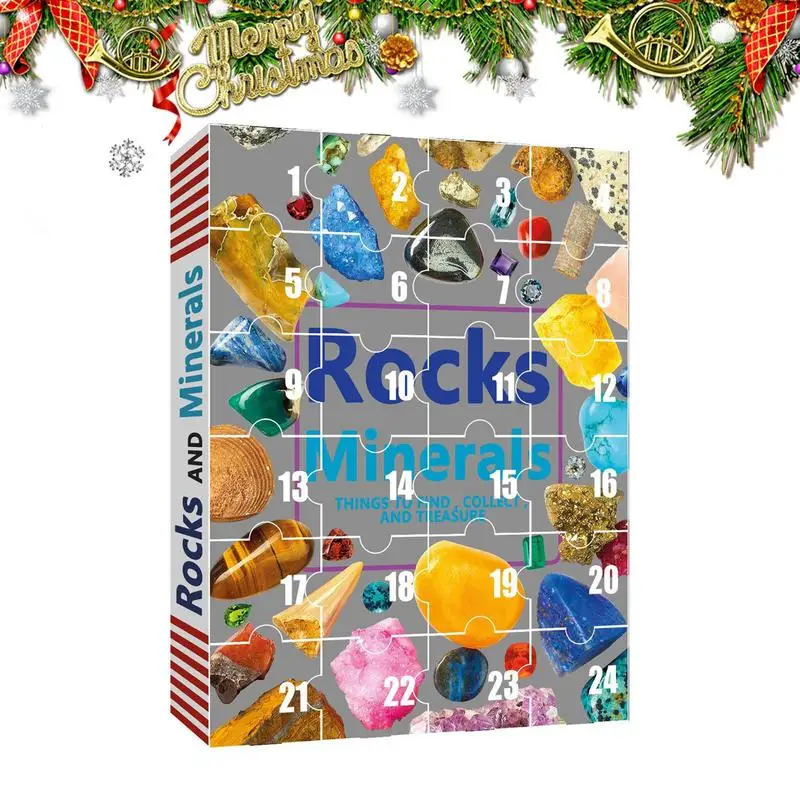 

Healing Crystal Advent Calendar 24 Days Christmas Countdown Natural Ore Toys Collection Kit For Christmas Home Garden Decoration