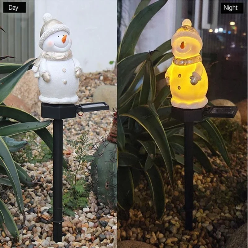 

1pcs Led Outdoor Solar Lawn Lights Resin Snowman Lawn Lights Holiday for Christmas Lawn Garden Landscape Luminous Lamp