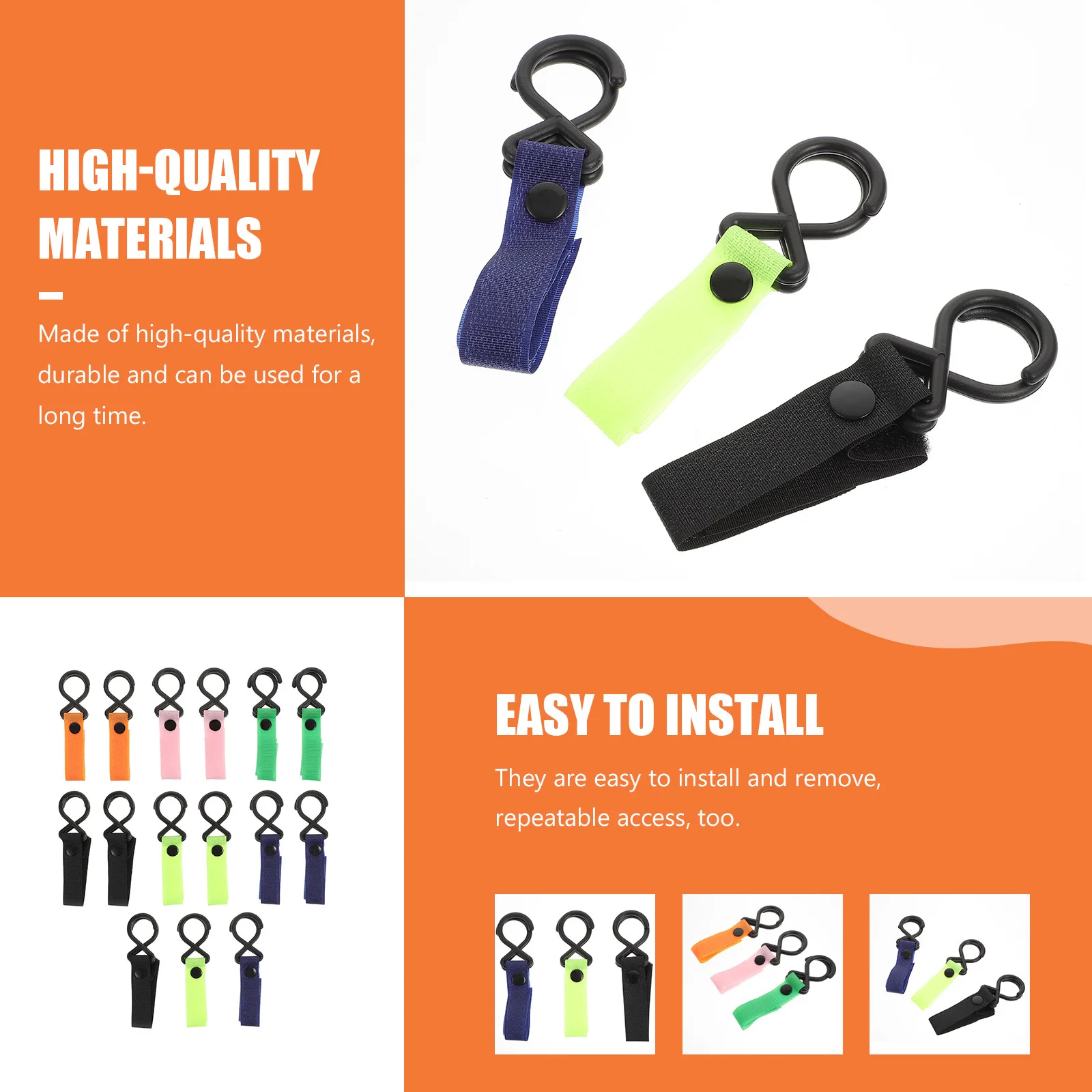 

15 шт., высококачественные вешалки для колясок, нескользящие крючки для колясок для рюкзаков, бутылок с водой, продукты, крючки для колясок