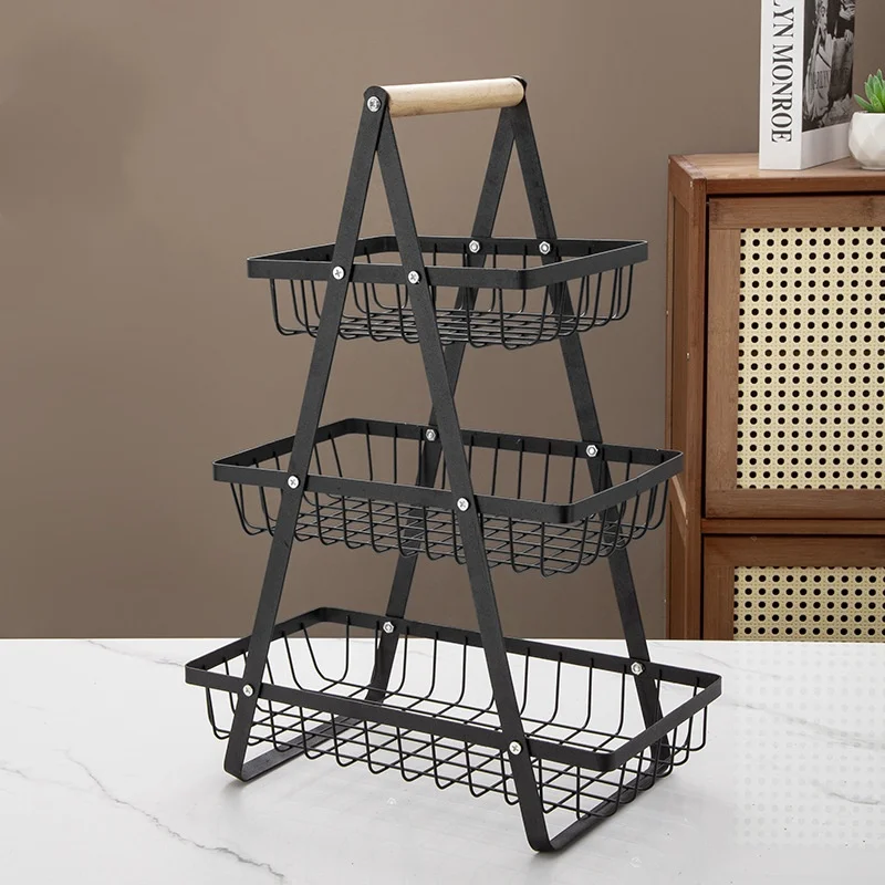 

2/3-Tier Kitchen Storage Rack - Portable Metal Shelf, Detachable Multi-Layer Fruit Rack & Kitchen Fruit Basket
