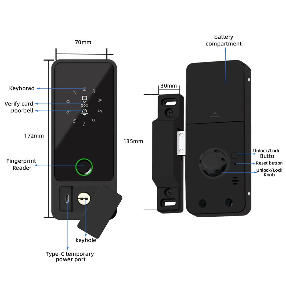 Новый RAYKUBE G18 Tuya Bluetooth умный стеклянный замок отпечаток пальца электронный цифровой замок приложение/IC-карта/разблокировка пароля для стеклянной двери